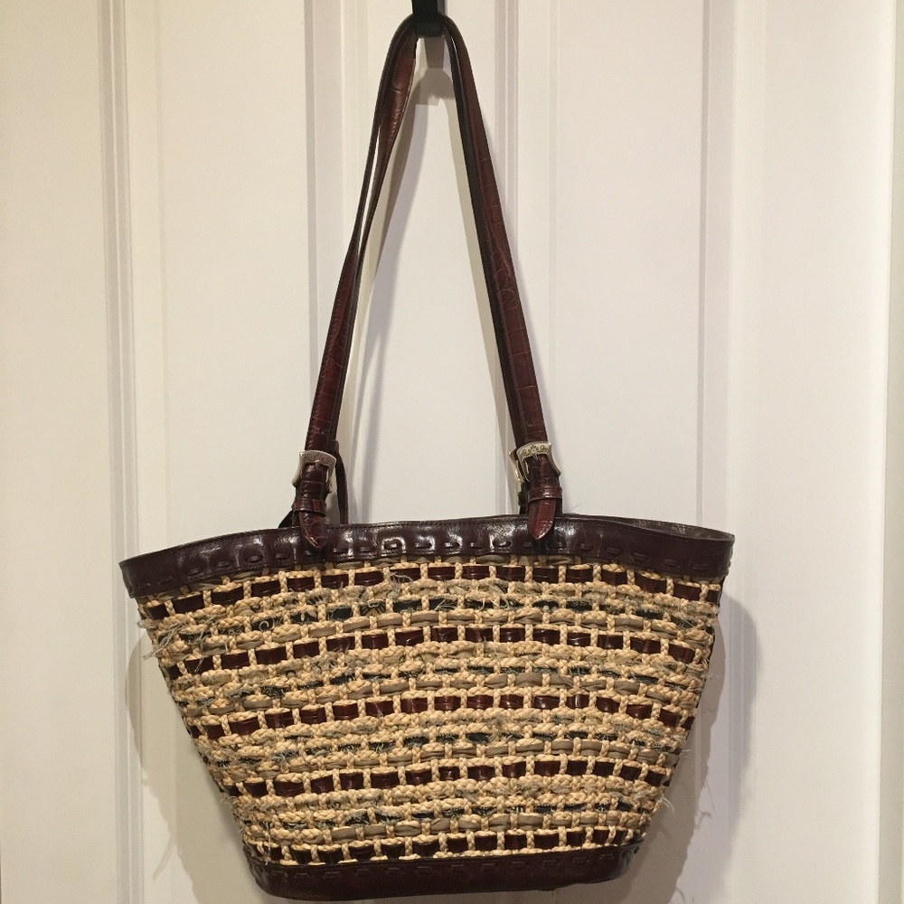 Brighton straw/fabric/leather woven shoulder bag! - Picture 2 of 8
